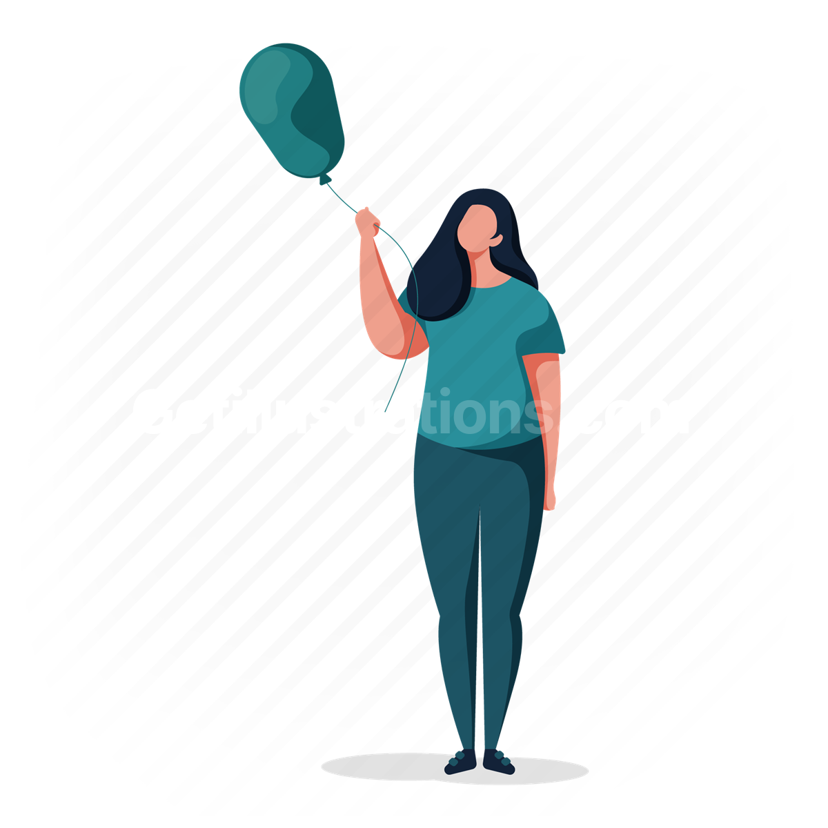 woman, balloon, party, decoration